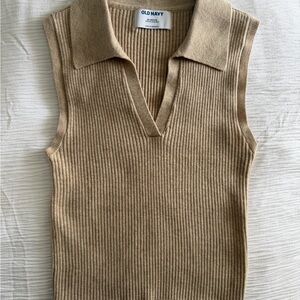 Old Navy Beige Ribbed Knit Sleeveless Top